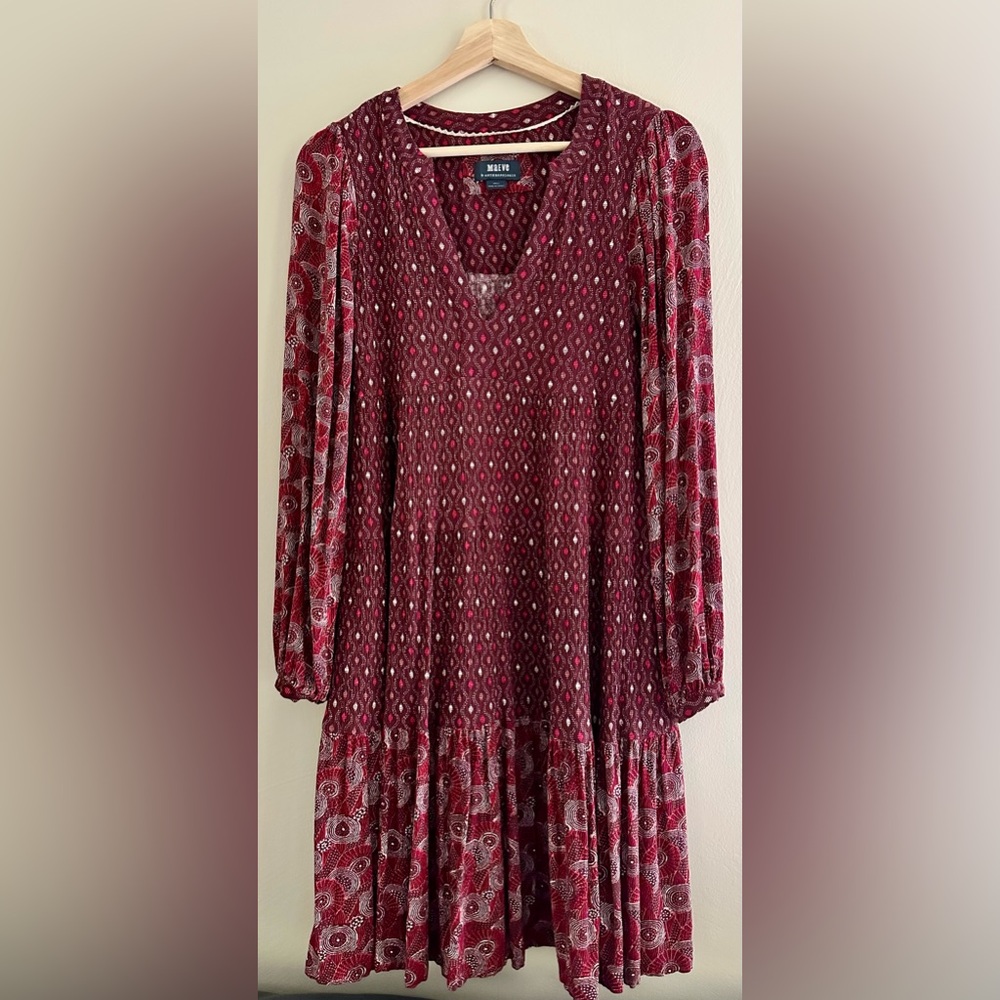 Maeve Red Patterned Midi Dress
